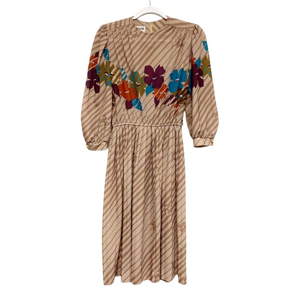 Vintage Missy H Womens Floral Stripe 70s 80s Dress - image 5