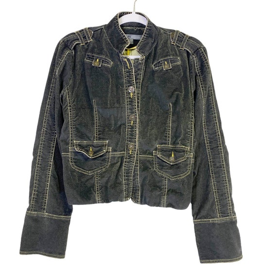 Vintage True Meaning Womens Size S Distressed Y2K Button Jacket 