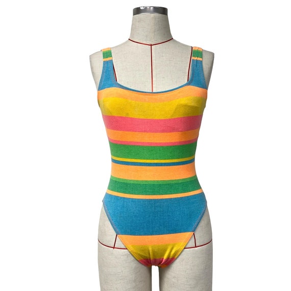 Maillot de bain une piece a rayures colorees Anne Cole pour femmes taille 8 vintage Etsy Canada