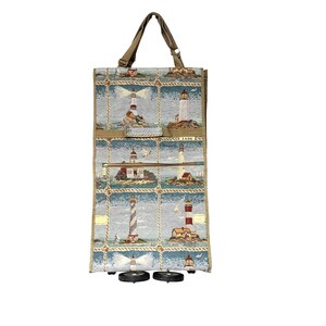Vintage Jade Lighthouse Tapestry Foldable Rolling Travel Tote Bag