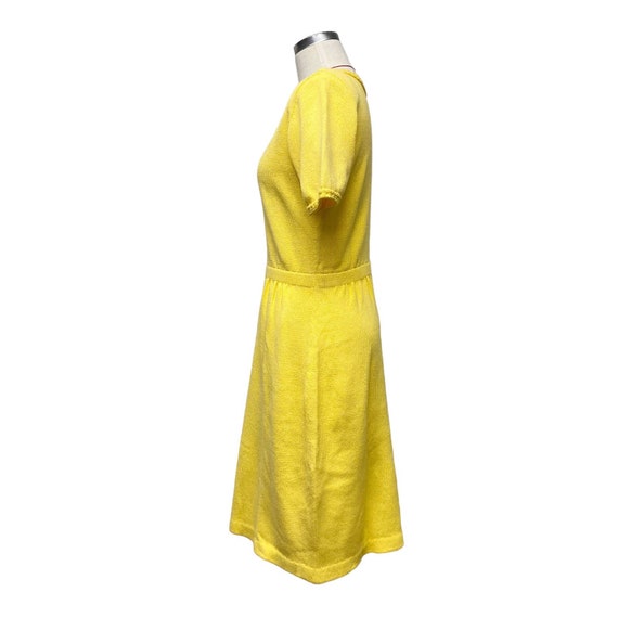 Vintage Womens Yellow Knit Short Sleeve Dress - image 4