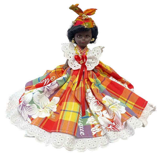 Vintage Martinique Caribbean 10" Souvenir Big Dress Decorative Doll