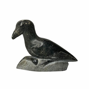 Vintage Laccassie Took Inuit Bird Fish Stone Carving Collectable Sculpture