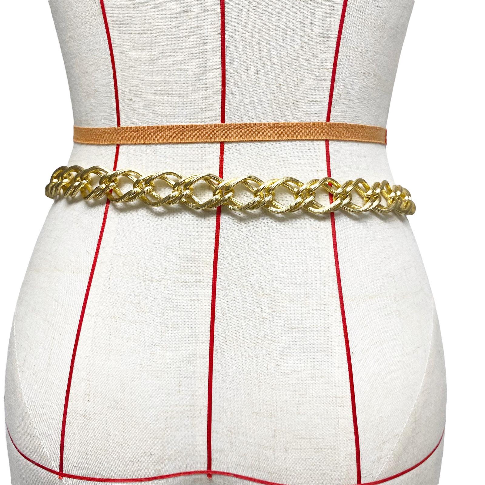 Vintage Womens Gold Tone Chain Detail Buckle Belt 90s Y2K - Etsy display picture 3