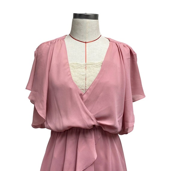Vintage Jody Womens Pink Flutter Sleeve Ruffle Ro… - image 6