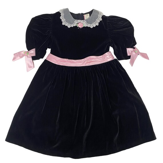 Vintage Baby Togs Girls Size 6 Black Velvet Puff … - image 1