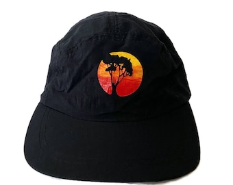 Vintage Sunset Tree 5 Panel Adjustable Clip Terry Sweatband Hat