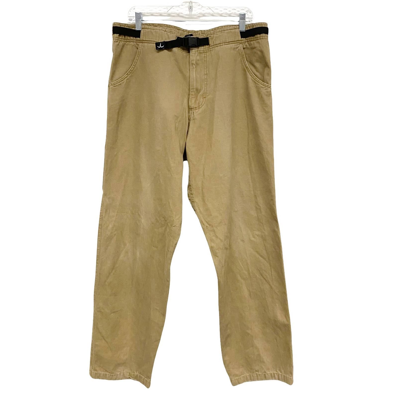 Vintage Prana Mens Size XL Loose Tan Cargo Utility Pants Outdoors 