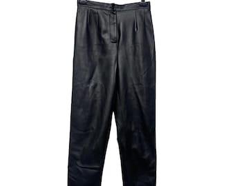 Pantalones vintage de piel sintética negra de Karen Scott para mujer, talla 12