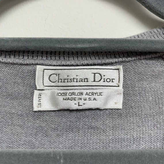 Vintage Christian Dior Mens Size L Grey V Neck Pu… - image 4