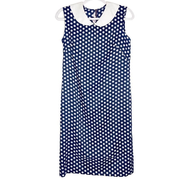 Vintage Fritzi Of California Womens Sleeveless Peter Pan Collar Polka Dot Dress