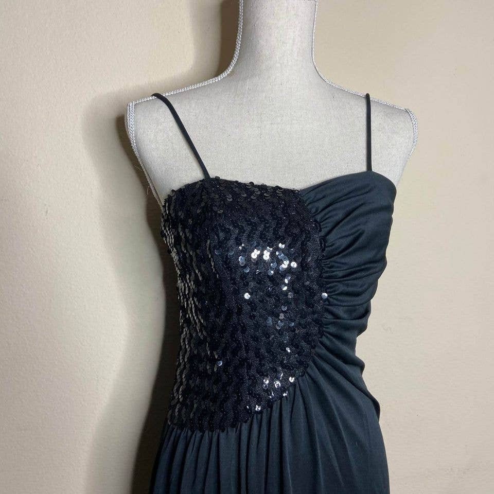 Vintage Womens Black Sequin Sleeveless Dress Etsy Canada