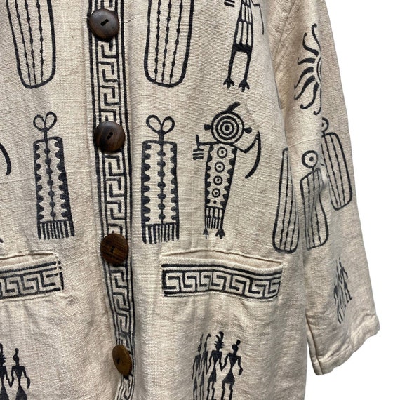 Vintage Hieroglyphics Print Mens Button Up Art To… - image 3