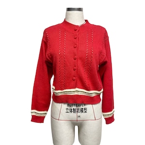 Vintage Spirit Womens Size S Red Knit Button Up Cardigan Sweater