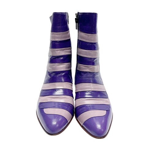 Vintage Aurelio Garcia Mens Size 7 Purple Stripe Leather Pointed Toe Western Boots shops