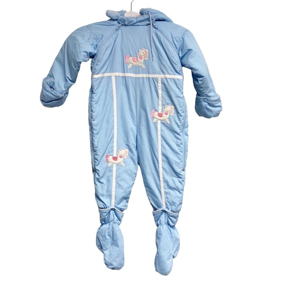 Vintage London Fog Baby Size 24 Months Blue Bunting Snowsuit