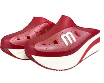 Vintage Melissa Music Womens Size 8 Red Grendene Platform Slide Mules