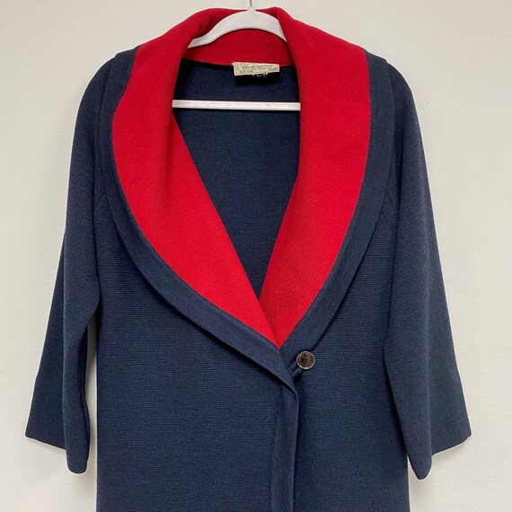 Vintage Goldworm Womens Blue Red Collar Knit Dust… - image 5