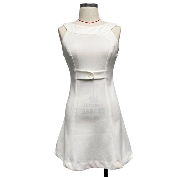 Vintage Lisa Jo Womens Size 7 White Mod Mini Dress