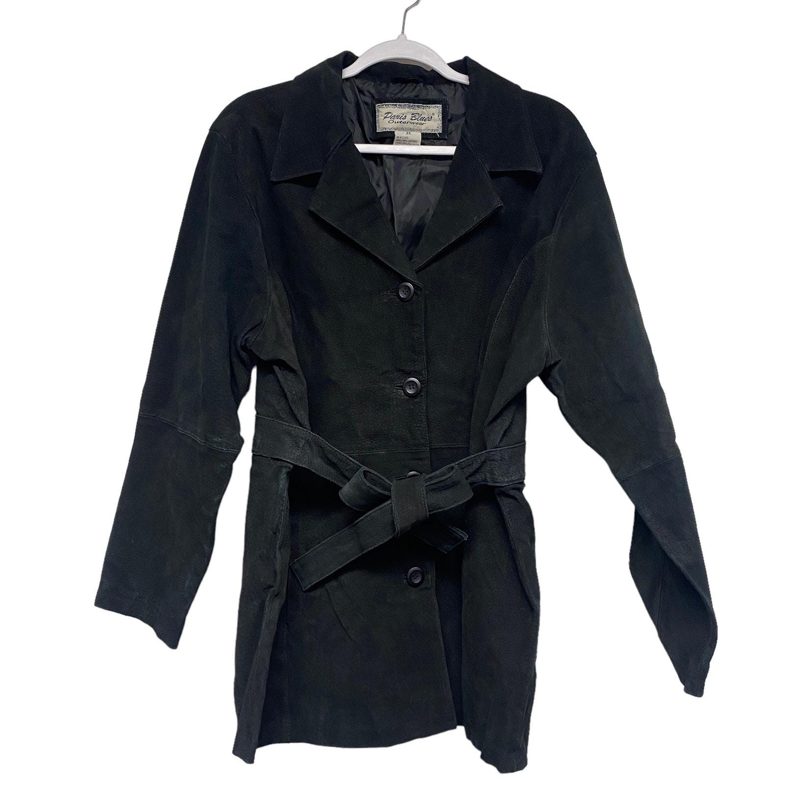 Vintage Paris Blues Womens Size 2x Black Leather Button Up Jacket