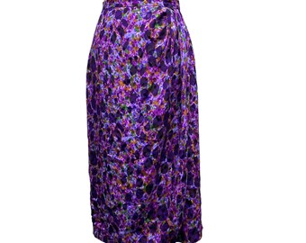 Vintage Raul Blanco Womens Size 10 Purple Silk Wrap Skirt