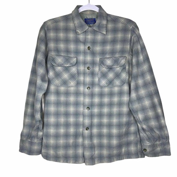 Vintage Pendleton 1960s Mens Size S Gray Plaid Loo