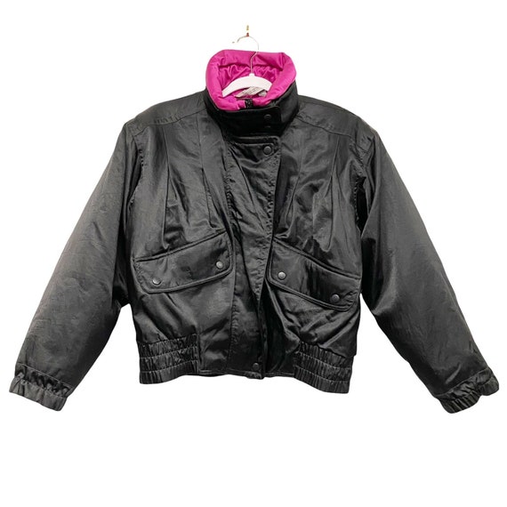 Vintage Summit Womens Size S Black Magenta Crop Winter Ski Puff Bomber Jacket Etsy Ireland
