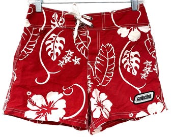 Vintage Gotcha Womens Size S Red Printed Swim Shorts