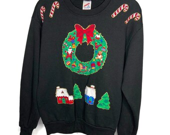 Vintage Jerzees Size M Homemade Retro Ugly Xmas Sweater