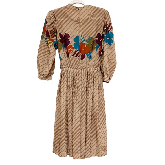 Vintage Missy H Womens Floral Stripe 70s 80s Dress - image 4