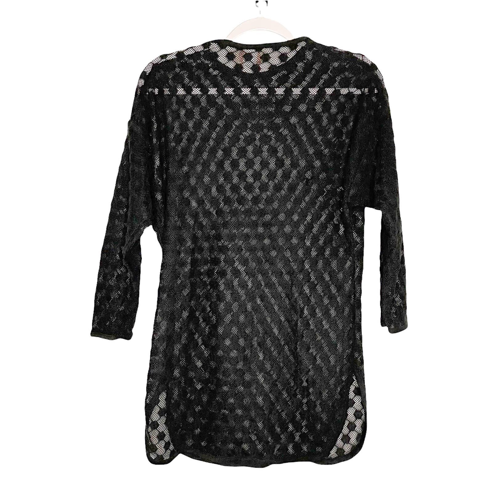 Buy Vintage Sand Dollar Womens Size S Black Sheer 3/4 Sleeve Top 
