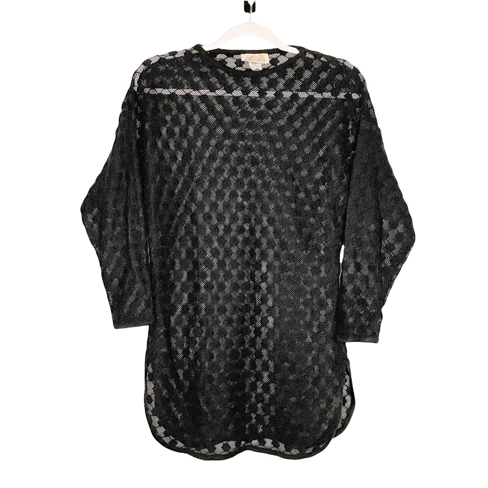 Buy Vintage Sand Dollar Womens Size S Black Sheer 3/4 Sleeve Top 