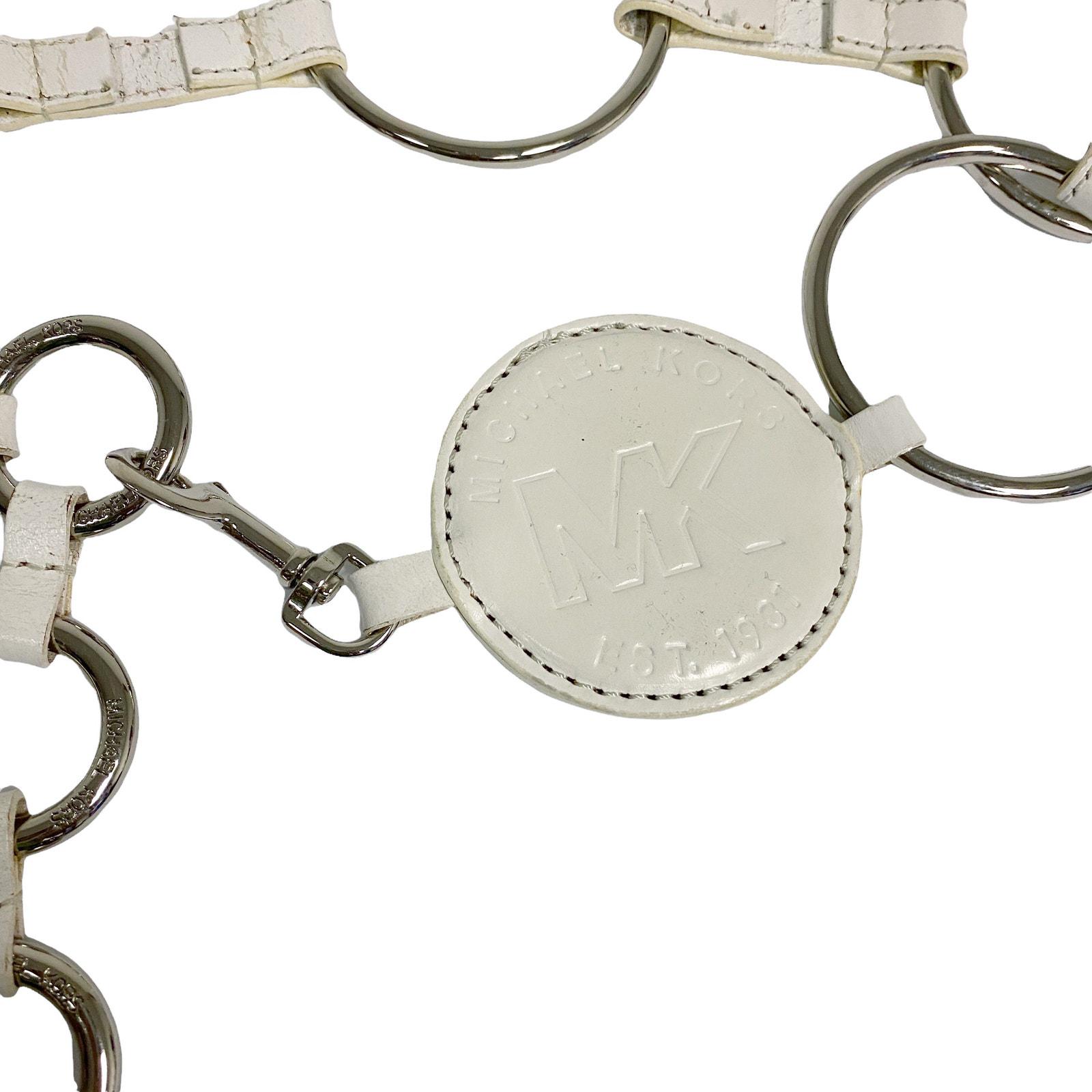 Vintage Michael Kors Womens White Leather O Ring Waist Y2K Belt Vintage Michael Kors Womens White Leather O Ring Waist Y2K  main image 3