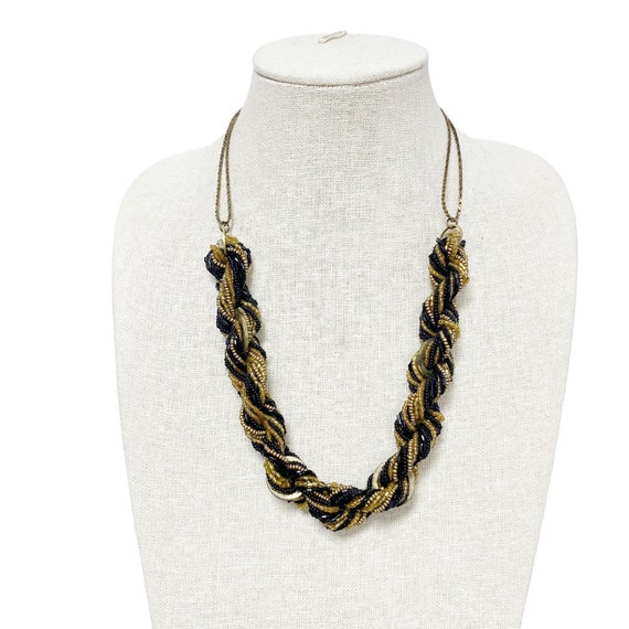 Vintage Twisted Beaded Rope Gold Black Chunky Stat