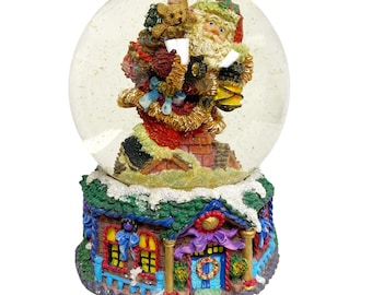 Crinkle Claus Santa In Chimney Waterdome 659600 Christmas Decorative Collectable