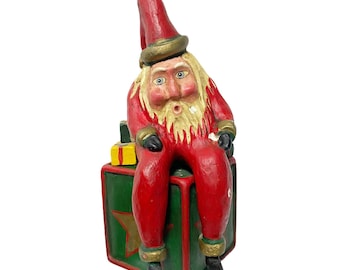 Vintage Bill Jauquet Sitting Santa 1993 Folk Art Decorative Christmas Collectable