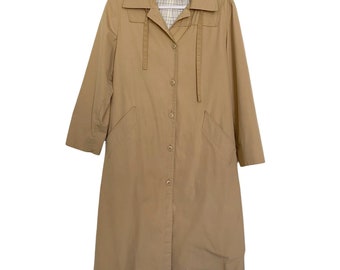 Vintage London Fog Trench-coat boutonné à capuche amovible taille 10 marron clair pour femme