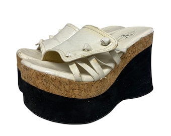 Vintage Y Generation USA Womens Size 6 White Platform Sandals