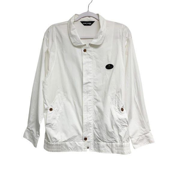 ピエールカルダン　薄地ジャケット　美品 ヴィンテージ ピエール カルダン サイズL ホワイト ジップアップ