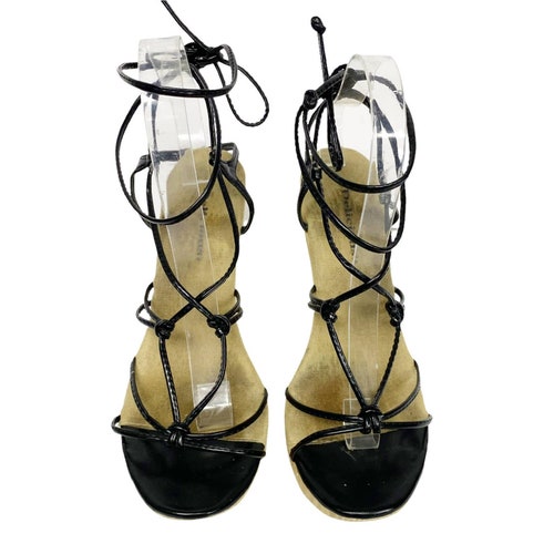 Vintage Delicious Womens Size 7.5 Wood shops Heel Strappy Lace Up Platform Sandals