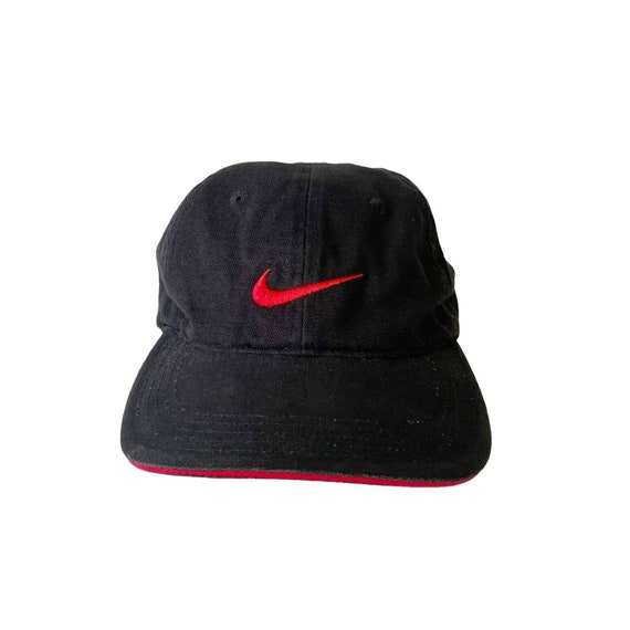 Altijd toren Extreem belangrijk Vintage Nike Swoosh Black Red Swim Adjustable Hat Strapback - Etsy