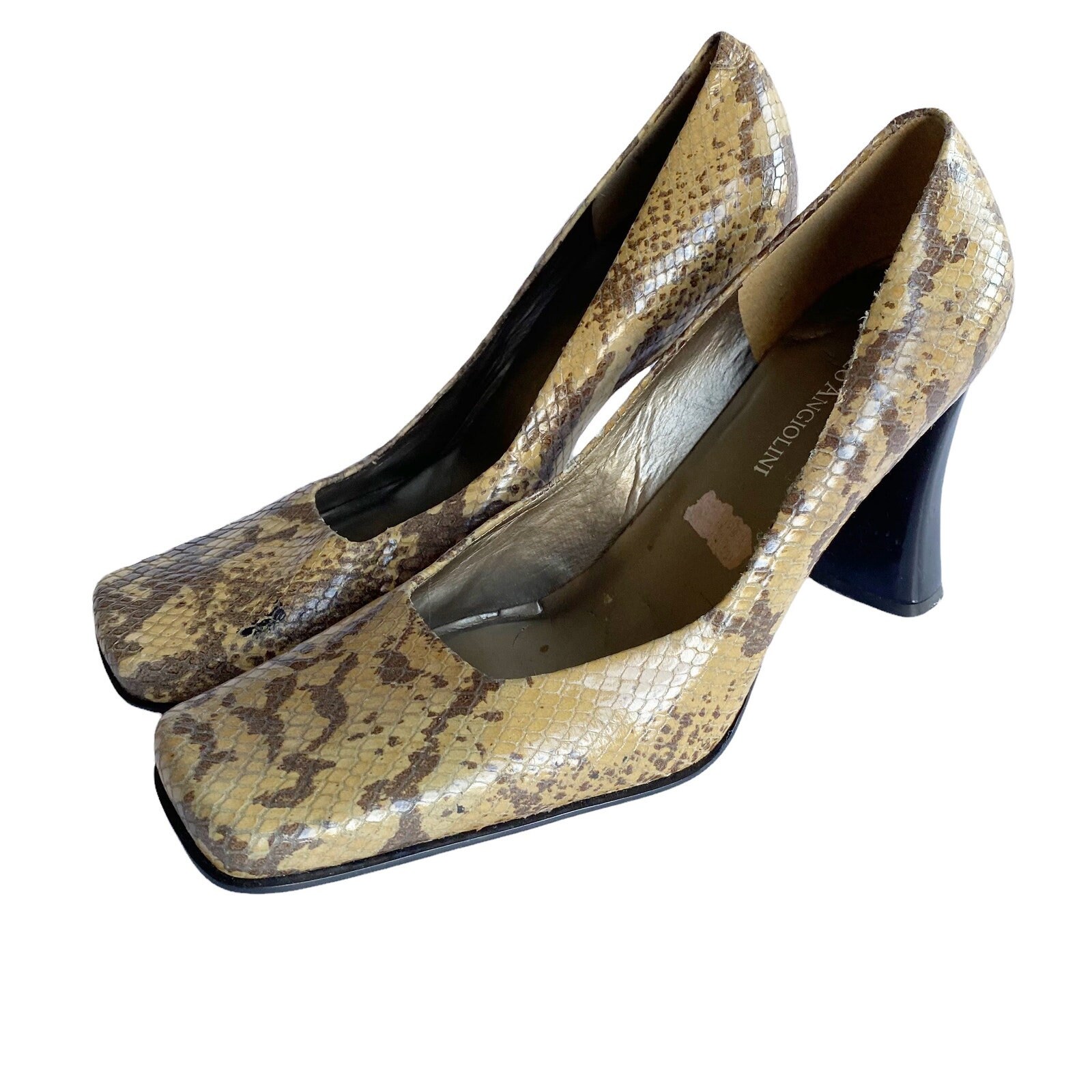 Vintage Enzo Angiolini Womens Size 8 Snake Leather Square Toe Pumps Etsy Denmark