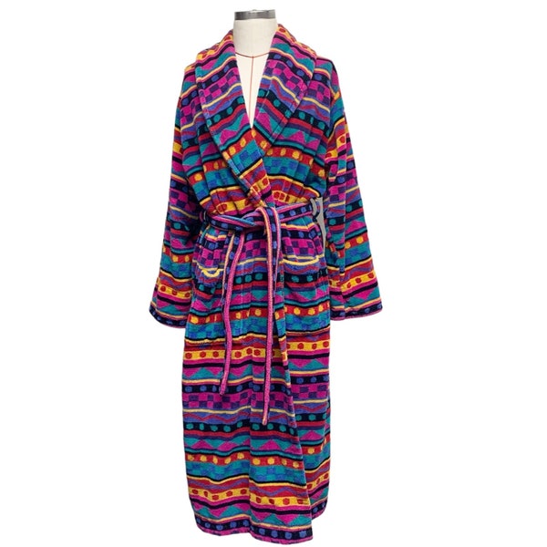 Vintage Adonna Size L Colorful Heavy Terry Bath Robe