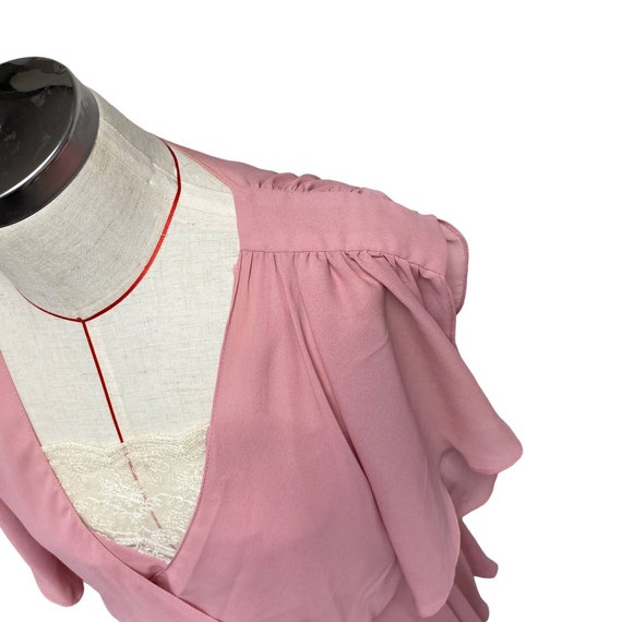 Vintage Jody Womens Pink Flutter Sleeve Ruffle Ro… - image 5