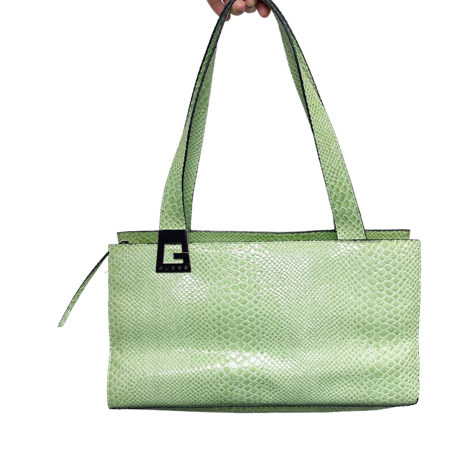 Guess Tasche Kroko Optik GrÃ¼n Vintage Guess Pastell Grün Kroko