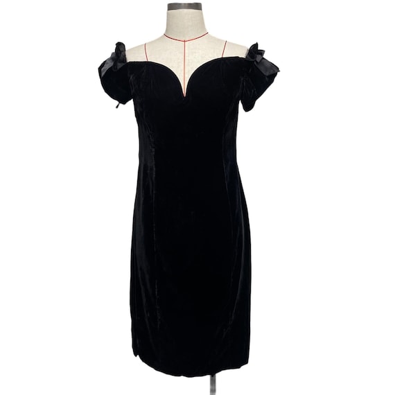 Vintage Expo Nite Womens Size 12 Black Velvet LBD 