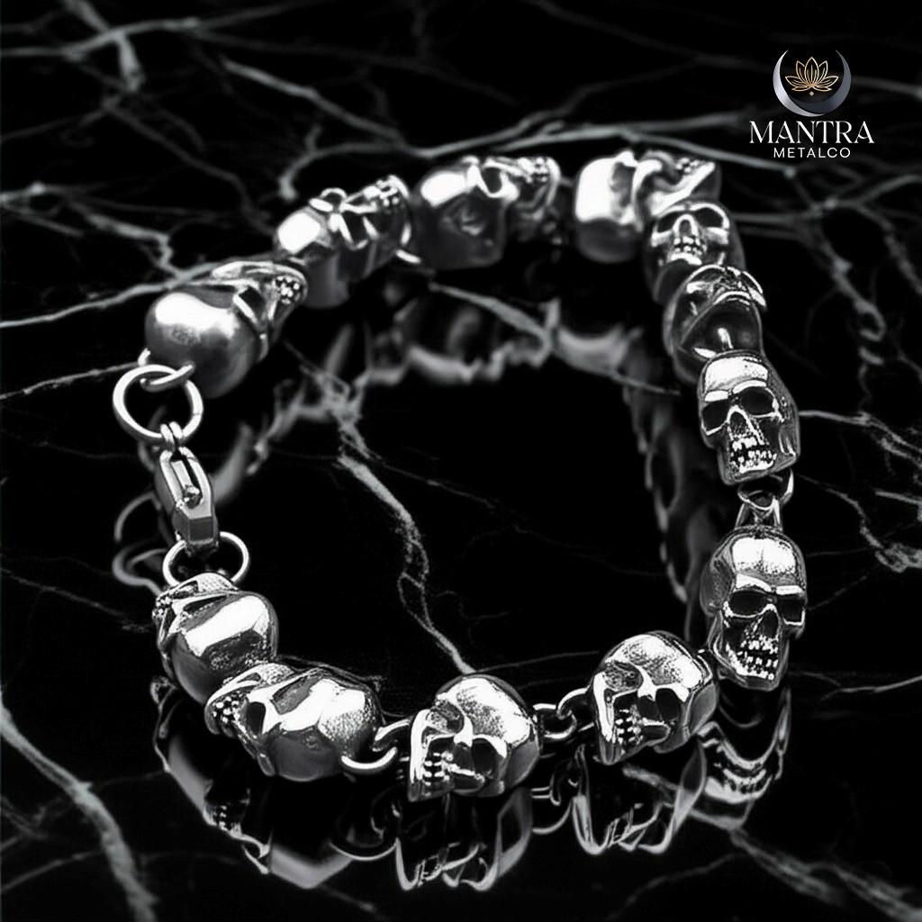Gothic silver mens skull braclets - Etsy 日本