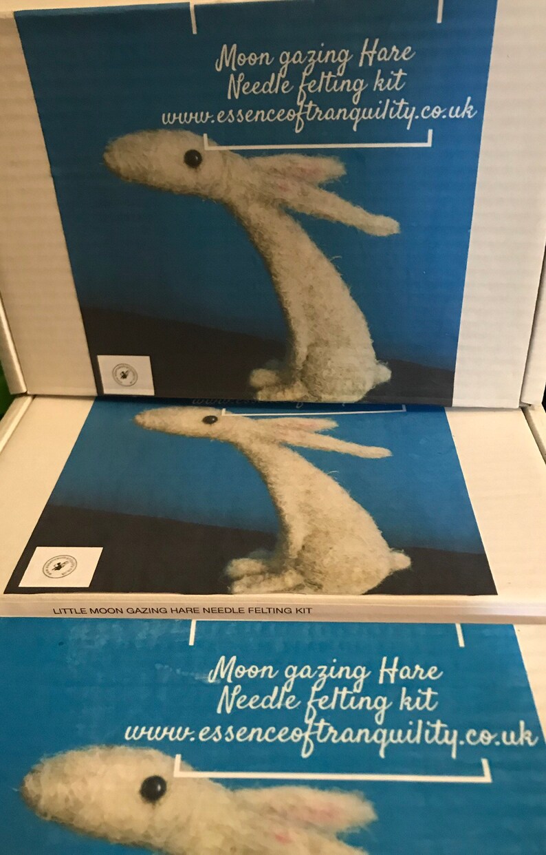 Needle felting moon gazing Hare Kit by Essence of Tranquility