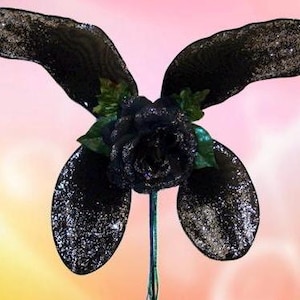 Ailes de fée noire faites main, déguisement d'Halloween pour adulte, décoration de festival