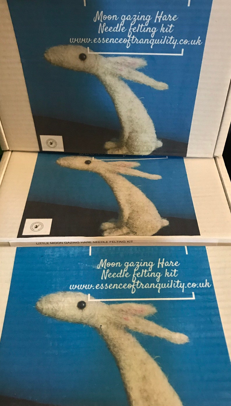 Needle felting moon gazing Hare Kit by Essence of Tranquility